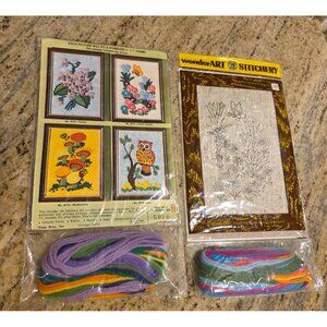 New! Lot of 2 Wonderart Stitchery Crewel Needlepoint Violet Butteerfly 5010 5011
